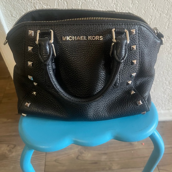Michael Kors Black Studded Satchel - Picture 1 of 9